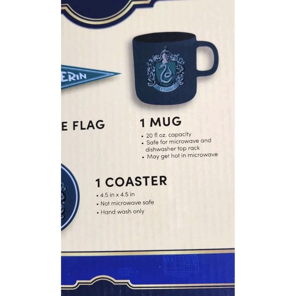 NIB Harry Potter Slytherin Flag Bundle Coaster‎ & Coffee Cup/Mug Set